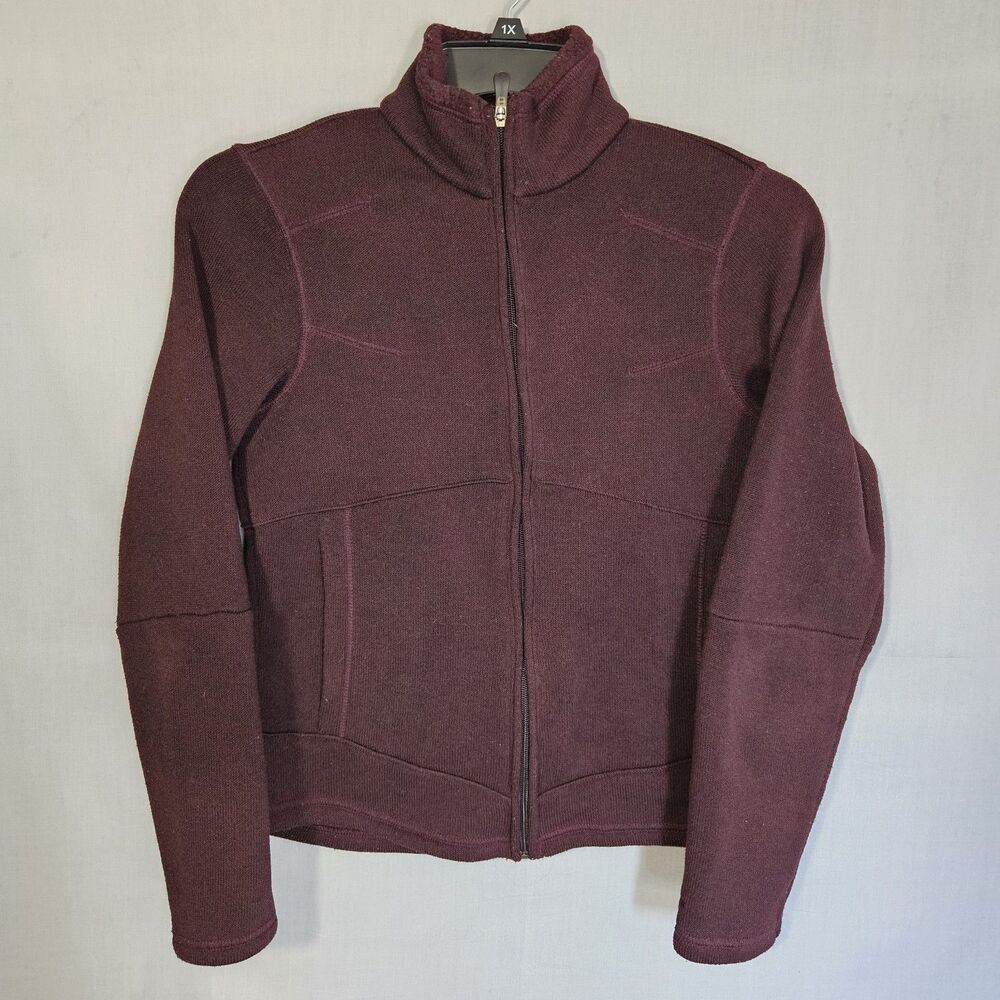Columbia Titanium Jacket Womens M Maroon Purple Knit Fleece Full Zip Sweater
